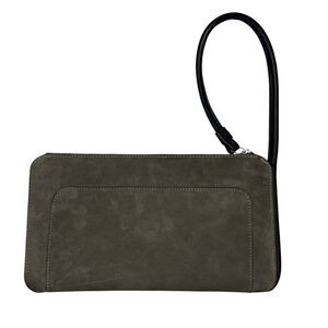 Graf Lantz Gray Suede 12 in Wristlet Clutch Purse